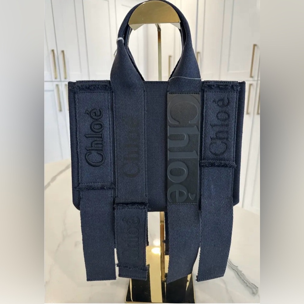 NWT Chloé Black Logo Woody Tote Bag